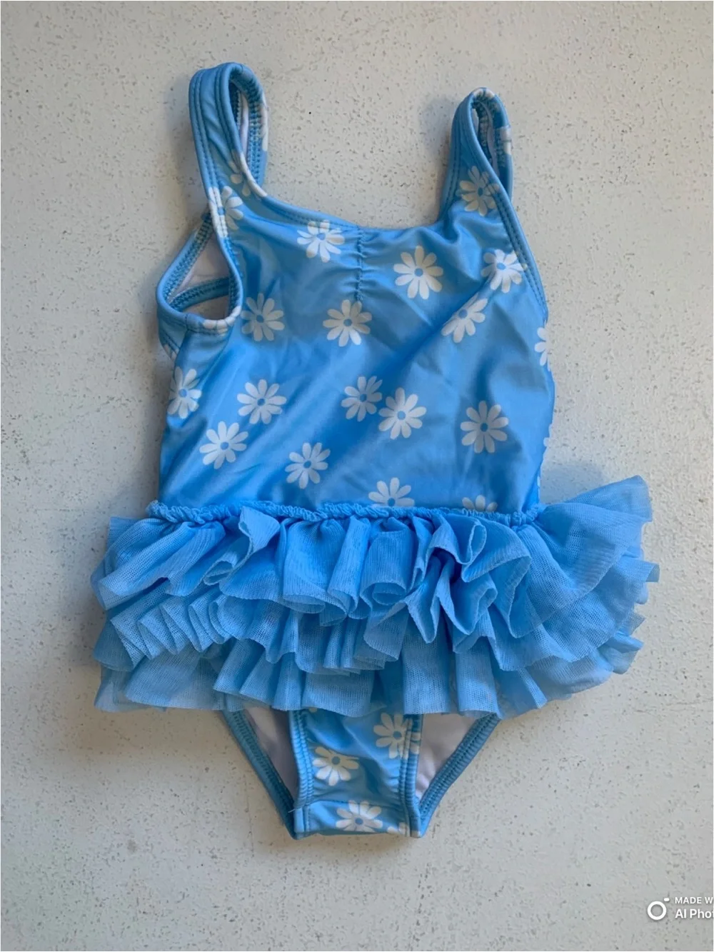 Cat & Jack Girls Blue Flower Tutu One Piece Swimsuit Size 18M NWOT Beach Vacatio